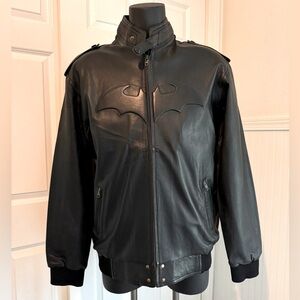 DC comics Men’s Batman Logo Jacket Motorcycle Biker Black Faux Leather large